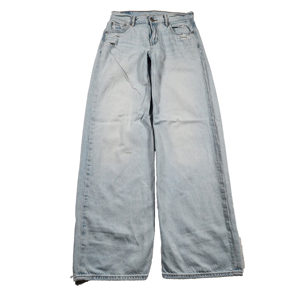 American Eagle Jeans Womens 00 R W26 Low Rise Skater Jean Baggy Wide Leg Y2K